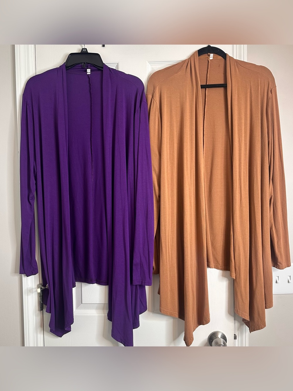 Women's Draped Open-Front Cardigan Bundle, Purple & Brown, Size XXL